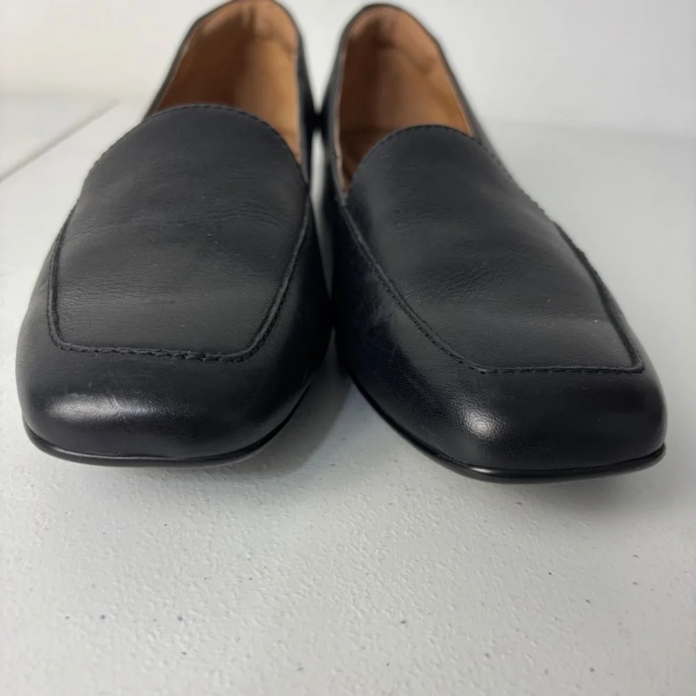 Sofft Black Leather Square Toe Comfort Minimalist Corporate Loafers Women 7.5M